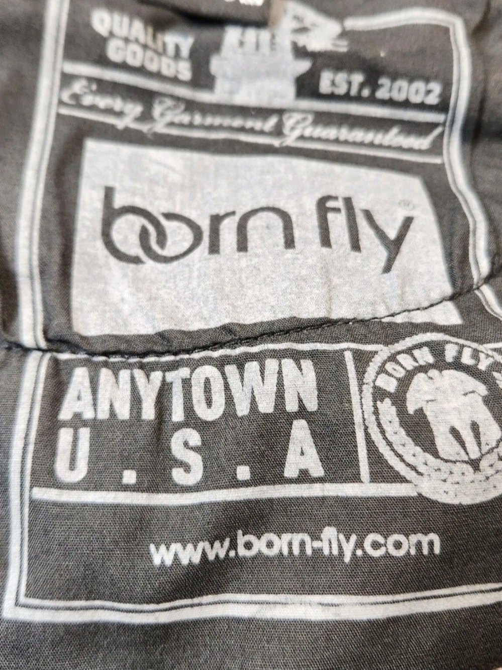 Born Fly Mens Size 36 Shorts Denim Distressed Cutout Patch Design Black Wash 04 - Picture 11 of 14